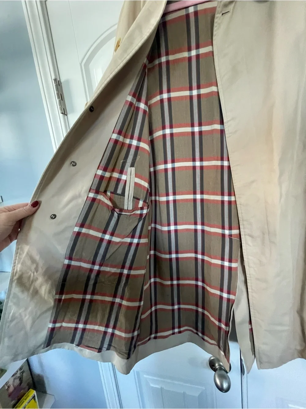 Burberrys Commuter II Vintage Classic Beige Trench Coat Plaid Lining Sz:16 w - Picture 3 of 8